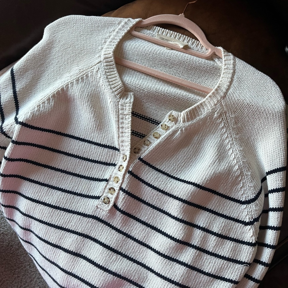 Sezane leotine sweater ecru/navy organic cotton, excellent condition worn twice. - Picture 5 of 7